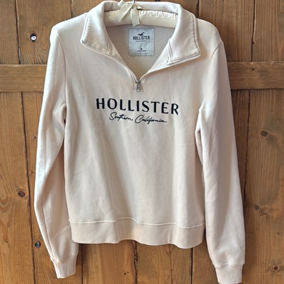 Hollister Tops - Hollister Cream Quarter-Zip Sweatshirt | Women's Medium